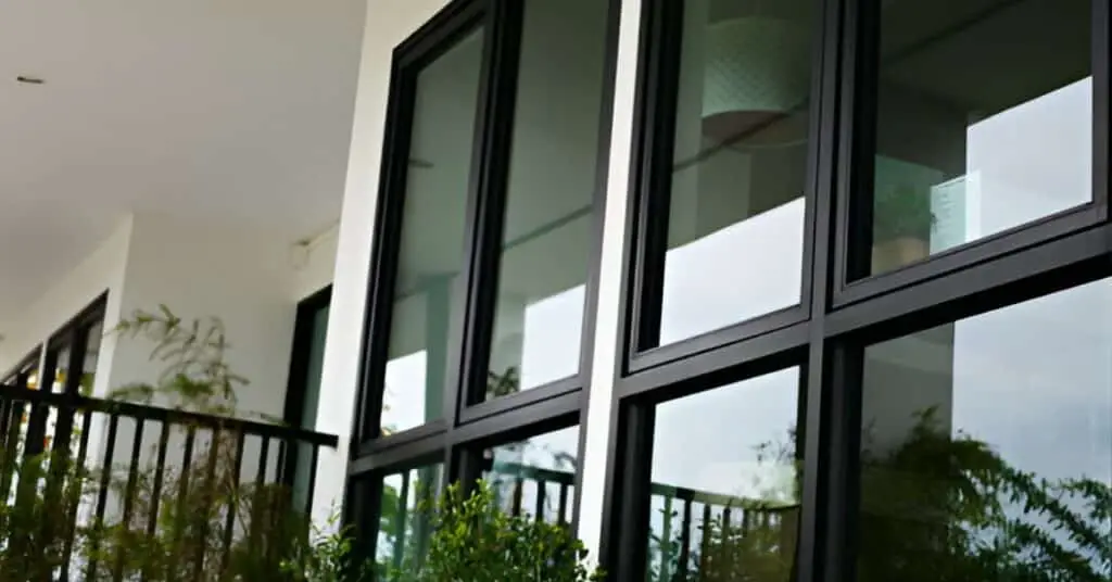 Building exterior showcasing black aluminum windows